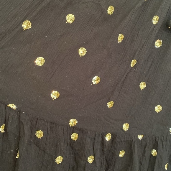 GOA Collection black tiered maxi skirt with circles of gold sequins size S/M - Picture 4 of 10